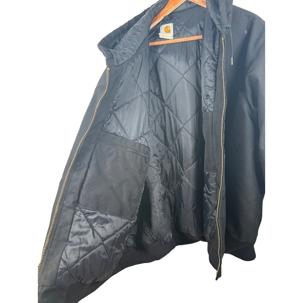 Carhartt Mens 3XL‎ Black Hooded Duck Insulated Active Jacket Workwear Chore Coat